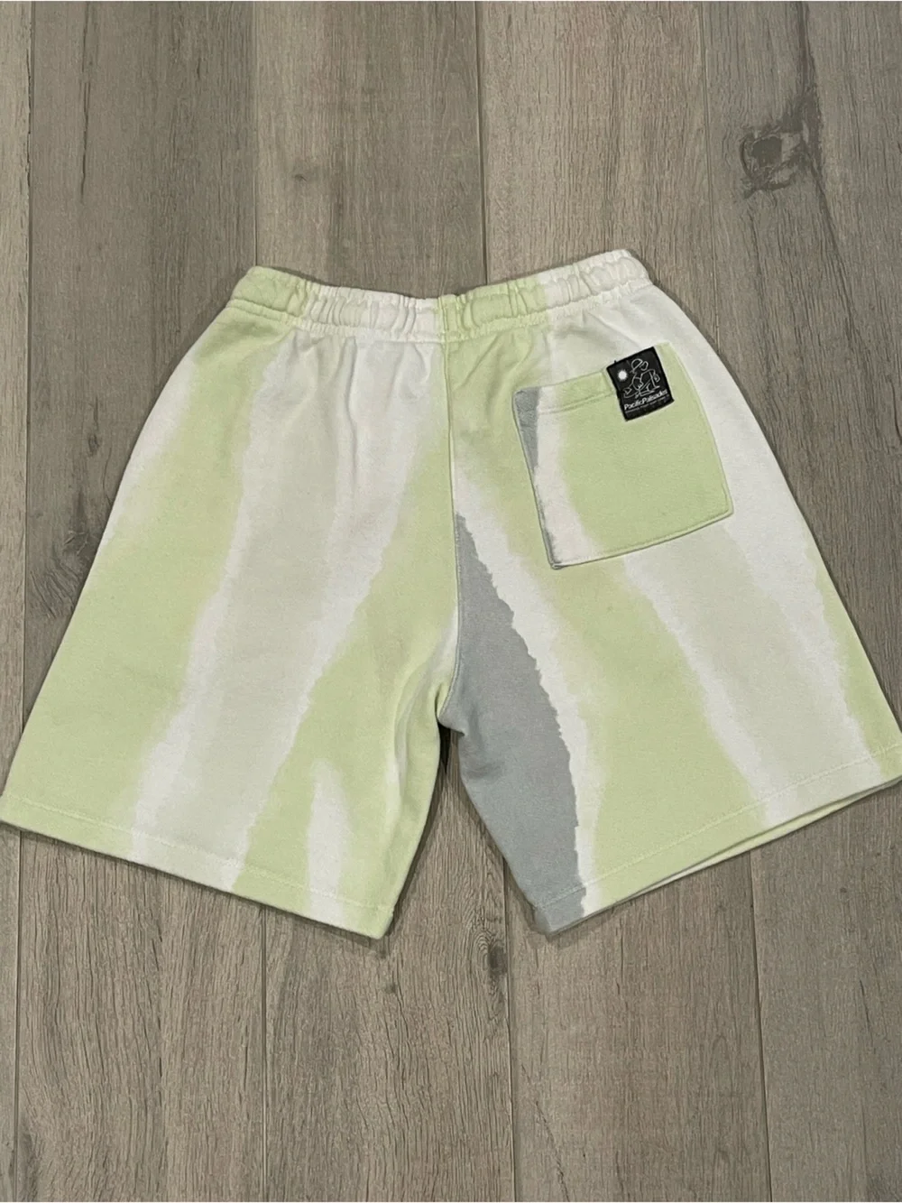 ZARA Kids Tie Dye Sweat Shorts Green Gray White | Size 9 (134 cm) Pocket Logo